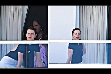 Julia Fox hangs out on Kanye West's hotel balcony in Miami following their dinner date