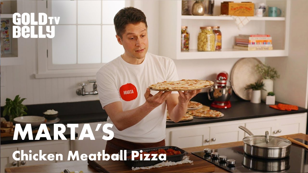 Roman-style Pizzeria Marta's Chef Prepares Wood-fired Pizza and Meatballs Roman-style Pizzeria Marta's Chef Prepares Wood-fired Pizza and Meatballs