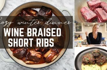 COOK WITH ME // WINE-BRAISED SHORT RIBS // COZY WINE DINNER IDEAS
