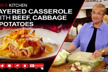 Layered Casserole with Beef, Cabbage & Potatoes Recipe - Lidia’s Kitchen Series