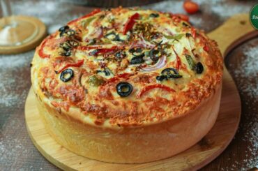 Deep Pan Pizza Recipe by Sooperchef (Chicken Fajita Pizza )
