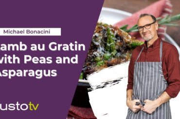 Lamb au Gratin with Peas and Asparagus | Bonacini's Italy