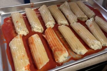 Making meatball & monicotti Italian food my husband own version