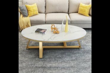 Italian Unique Design Side Table Oval Coffee Table with Marble Top Side Table for Home Hotel