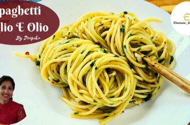 ONLY 5 Ingredients veg pasta - Italian Spaghetti Aglio E Olio recipe - Spaghetti recipe vegetarian