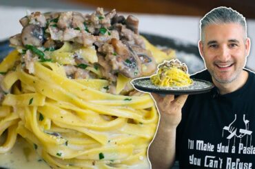 Traditional Italian FETTUCCINE BOSCAIOLA! Nonna tried and asked for the recipe