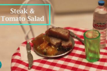 Miniature Steak & Italian Tomato Salad - Miniature Cooking - Food Prepared on Dollhouse Stove