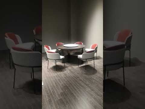 Italy minimalist style Furniture of black oak wood Round Dining table with fashion chairs factory Italy minimalist style Furniture of black oak wood Round Dining table with fashion chairs factory