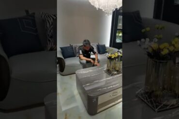 Luxury villa house used living room leather sofa set Italy style high quality furniture