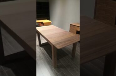 Italy minimalist Walnut wood rectangle foldable pull out italian dining table and chairs set