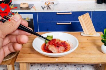 How To Make Fish with creamy white wine sauce / Creamy Fish Spaghetti / Miniature Food