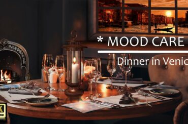 Romantic  ambience dinner by candle light in Venice Italy with sound and music 80% handpainted !
