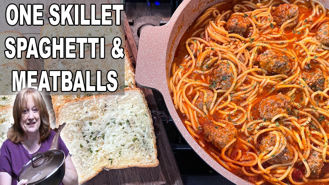 One Skillet SPAGHETTI & HOMEMADE MEATBALLS, 30 MINUTE MEAL, ONE POT DINNER IDEA, CATHERINES PLATES One Skillet SPAGHETTI & HOMEMADE MEATBALLS, 30 MINUTE MEAL, ONE POT DINNER IDEA, CATHERINES PLATES