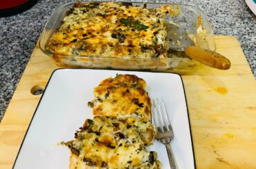 Italian lasagna/bread lasagna/easy recipe/cheesy creamy chicken mashroom lasagna