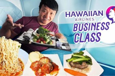 Hawaiian Airlines EXTRA COMFORT vs. BUSINESS CLASS Flight & FOOD REVIEW! Los Angeles to Seoul