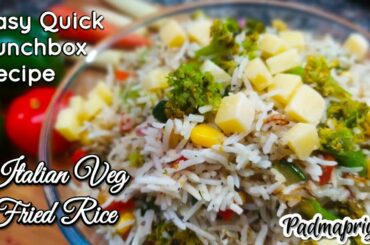 Italian Herbed Veg Fried Rice - Quick Easy 15 mins Healthy Lunchbox Recipe - Broccoli Mozzarella