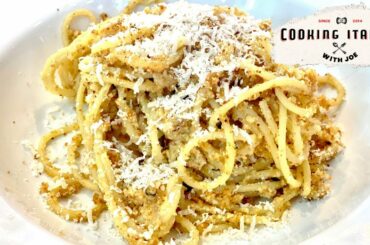 Spaghetti with Sweet Garlic Cream Sauce and Toasted Breadcrumbs Cooking Italian with Joe