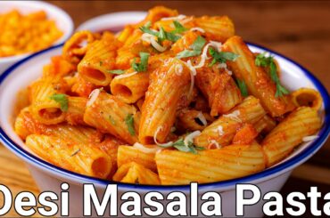 Desi Masala Pasta with Special Homemade Spicy Pasta Sauce | Indian Style Hot & Spicy Cheese Pasta