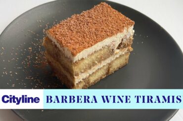 Authentic Italian tiramisu with Barbera wine