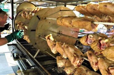 Italy Street Food. Grilled Meat, Pig Legs, Roasted Pork, Fried Fish, Churros, Poffertjes and more