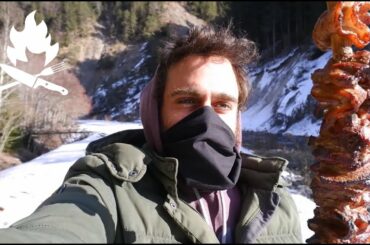 Pinus/pine ASMR cooking trip - double pork skewer,cold pine marinade,campfire