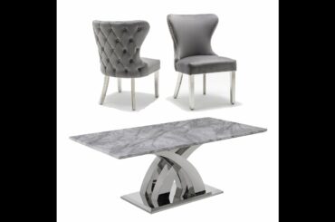 #Olympia #Marble Dining Table With Florence Button Back Dining Chairs -www.ahinteriors.co.uk