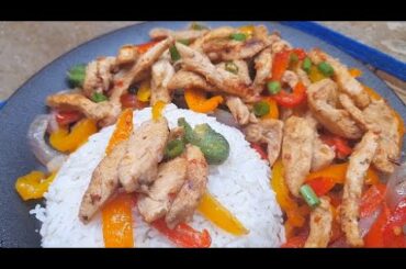 Chicken Fajita in italian style recipe | Sizzling plate with rainbow veges | Lazeez Khanay