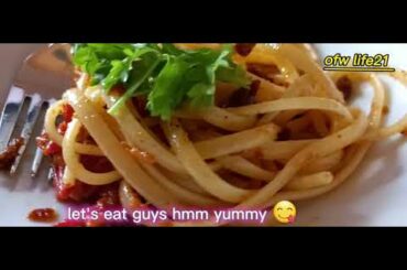 Linguine alla bottarga | pomodorini | Italian specialty | (my boss cooking w/ ofw life21)