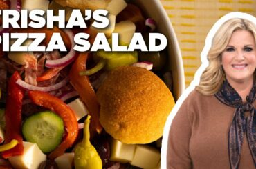 Trisha Yearwood's Pizza Salad with Pesto Stuffed Crust Croutons | #SouthernKitchen | Food Network