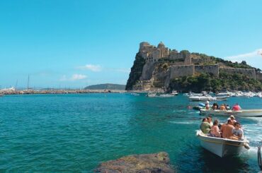 The Aragonese Castle on the island of Ischia, Italy, walking tour in 4k - Summer paradise