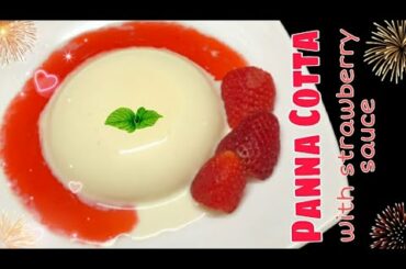 Panna Cotta Recipe | Italian Dessert Panna Cotta with Strawberry Sauce | Easy Panna cotta Recipe