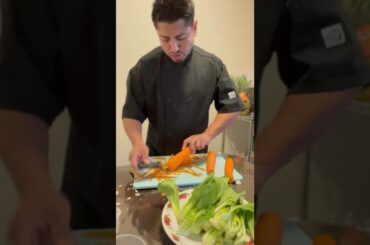 Home cooking a simple seafood soup with a few Asian ingredients and a traditional Italian technique