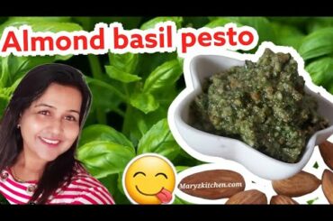 How to make almond basil pesto /Best pesto recipe/Italian food recipes/Pesto dip / Basil sauce