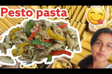 How to make yummy basil pesto pasta/Kids favourite pasta recipe/Italian food/Pastas/Spaghetti