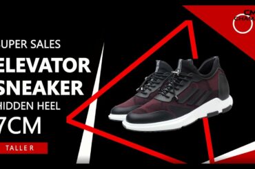 CHAMARIPA Men Elevator Sneaker Sports Shoes - Wine Red - 7CM Height Increase | Taller Shoes