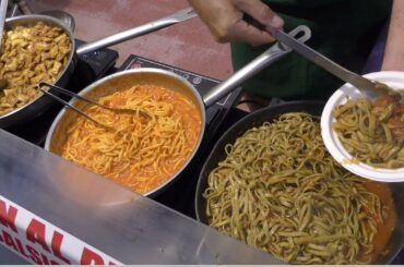 Italy Street Food. Sausage Sauce Pasta and Beef Sauce Dumplings