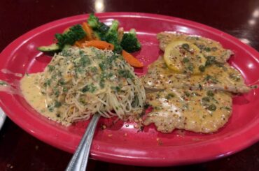 VEAL PICATTA WITH ANGEL HAIR PASTA - FORNOS ITALIAN RESTAURANT HOUSTON TEXAS
