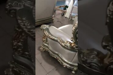 Luxury Classic Golden Fold Sofa In Factory: Luxury European Style Leather Living Room Furniture