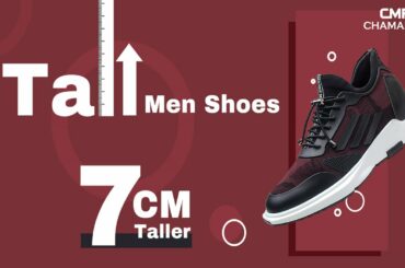 CHAMARIPA Men Elevator Sneaker Wine Red Hidden Heel Height Increase Shoes 7 CM / 2.76 Inches