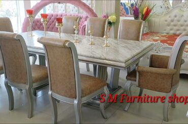 Exclusive Dining table with 8 chair top Italian marble.Code dn 220.