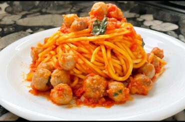 SPAGHETTI MINI MEATBALLS (pallottine) - Abruzzo recipe cooked in Italy
