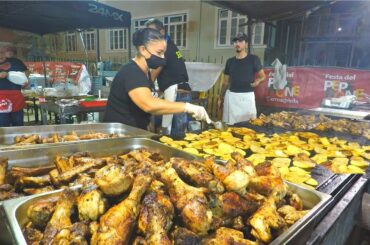 Italy Street Food. Raclette Melted Cheese, Grills Full of Mixed Meat, Huge Churros and More Food