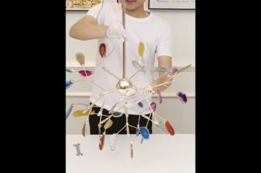 Modern LED Pink chandelier for girls kids room unique italian design purple chandelier in bedroom