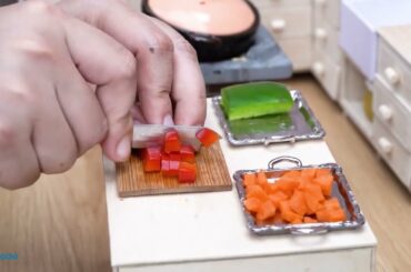 How To Cook Miniature Salmon Spaghetti / ASMR Miniature Cooking / Easy Italian Spaghetti Recipe