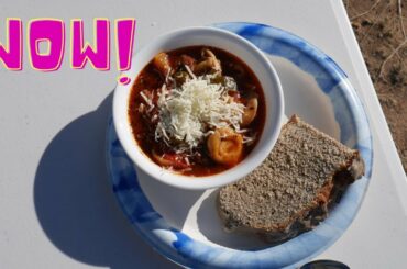 Tortellini Soup in a Dutch oven (2022) with vegetables & Italian Sausage