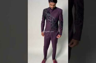 Wine Purple Cutdana Embroidered Italian Jodhpuri Suit-SL3272