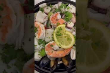 #seafood #pasta #salad #cooking #eating #shrimp #eggplant #calamari #wine #herbs #italy #greek #food