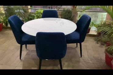 Indiskie Four Seater Dining Table Marble Italian Round Dining Set Chair Furniture