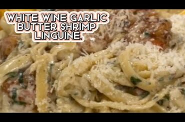 White Wine Garlic Butter Shrimp Linguine. #seafood #pasta #wine #food #viralvideo #food #recipe