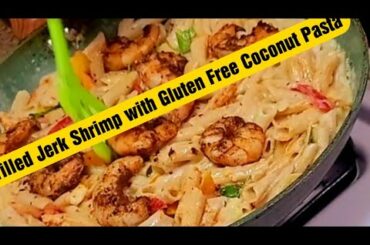 Grilled Jerk Shrimp in Coconut Cream Pasta #subscribe #food #italian #glutenfree #shrimp #coconut